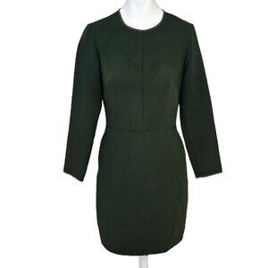 Aritzia Wilfred Vilard Dress Crepe Long Sleeve Size 2 Green Zip Back Mini